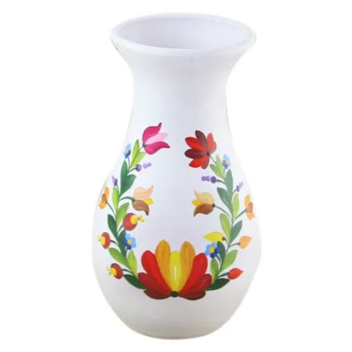 Vaza din ceramica pictat manual 27 cm flori/etno