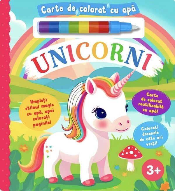 Unicorni. Carte de colorat cu apa