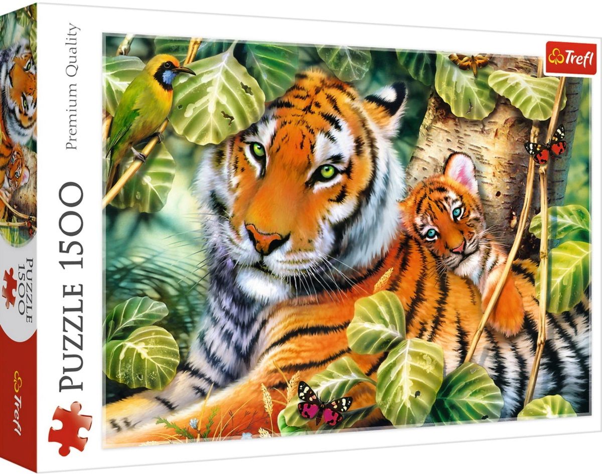 Puzzle trefl 1500 tigri bengalezi in padurea tropicala 26159