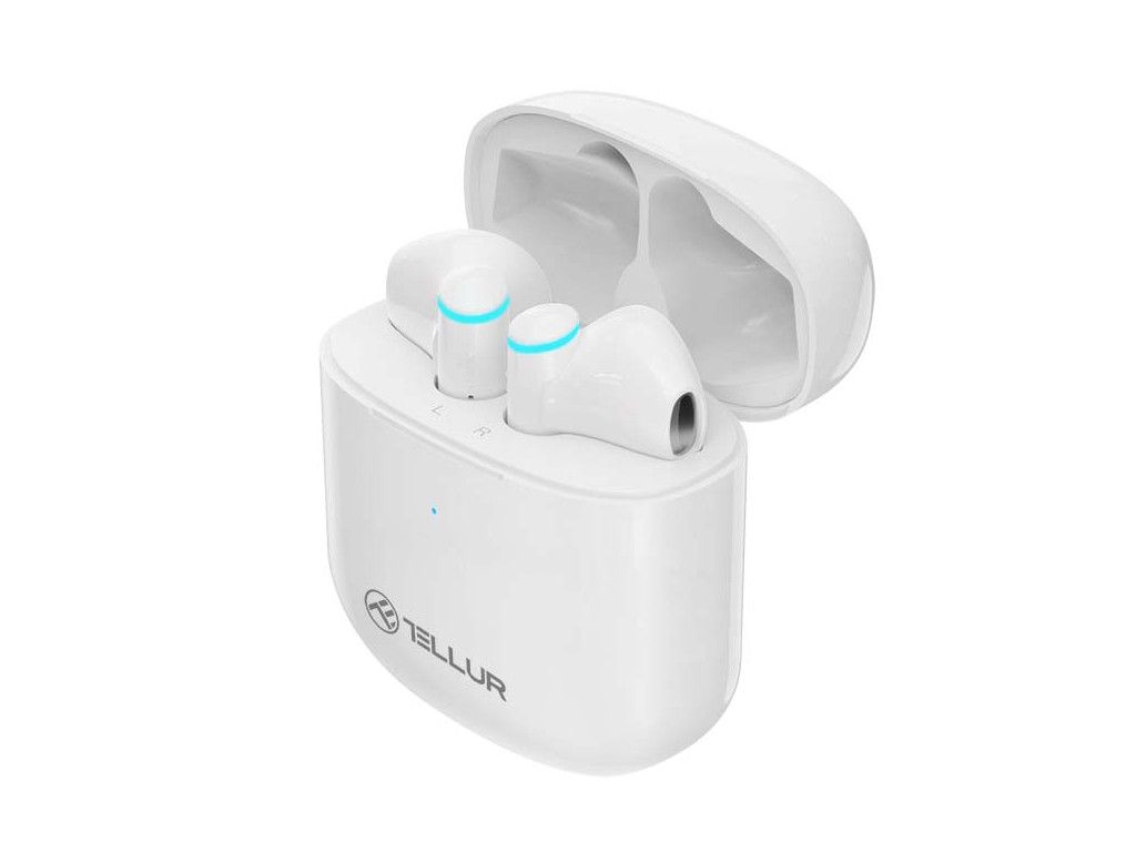 Casti bluetooth tellur aura true wireles alb tll511421