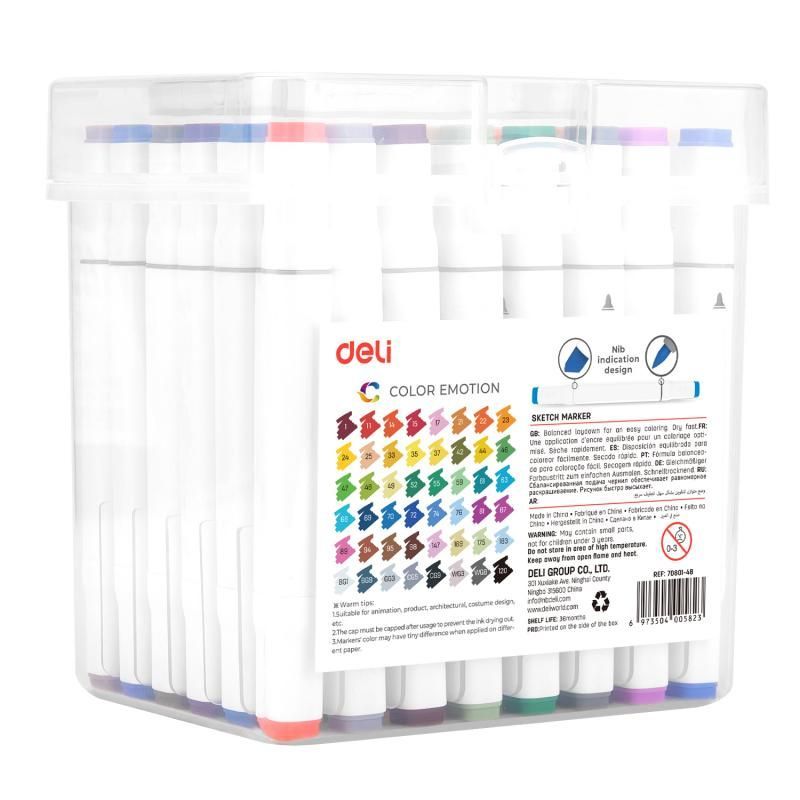 Set 48 markere sketching varf dublu 1mm/7mm deli dle70801-48