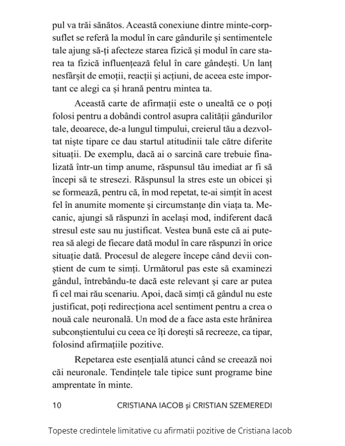 Topeste credintele limitative cu afirmatii pozitive - Cristina Iacob, Cristian Szemeredi