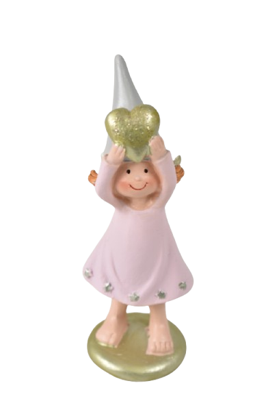 Figurina copil ingeras cu glitter 13 cm auriu at-221192