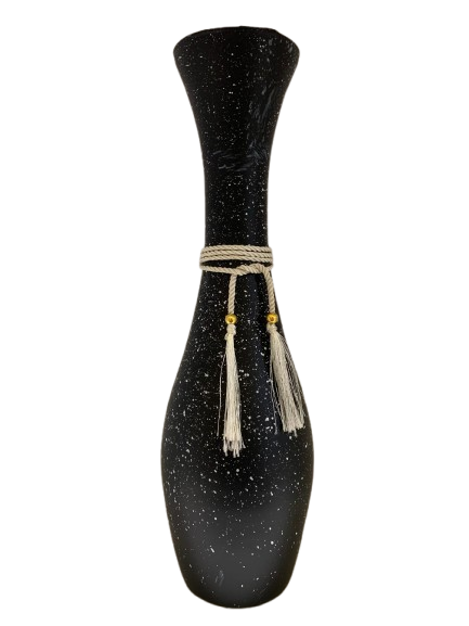 Vaza din sticla gold glass culoare neagra 37cm