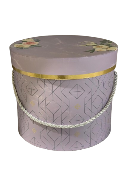 Cutie cadou rotunda cu capac si snur 6186-3