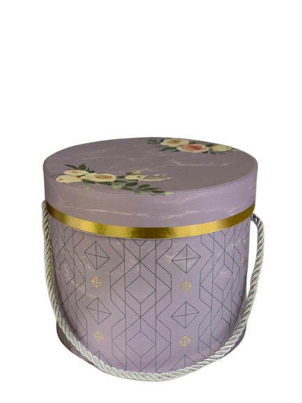 Cutie cadou rotunda cu capac si snur 6186-2