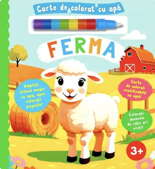 Ferma. Carte de colorat cu apa
