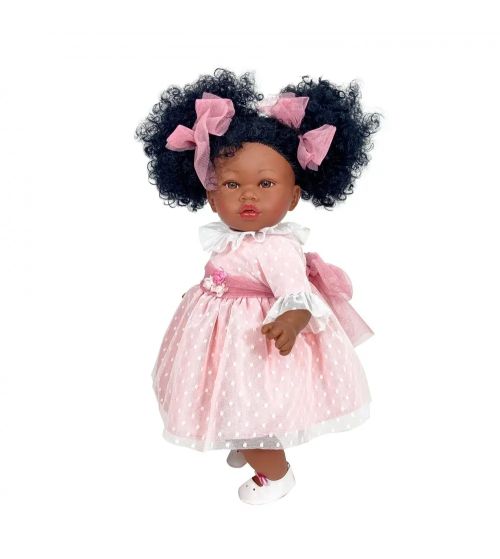 Papusa nines d'onil addis afro rochie roz plumeti 1702