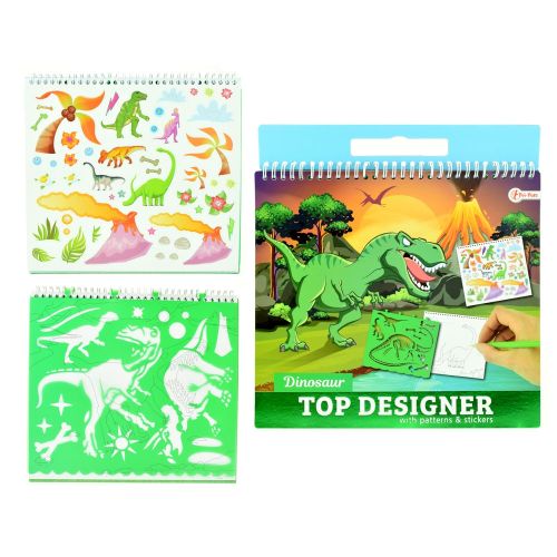 Carnetel de desen cu stickere sabloane dino toi-toys 46473a