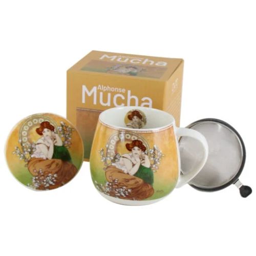 Cana portelan cu infuzor metalic si capac 430 ml topaz