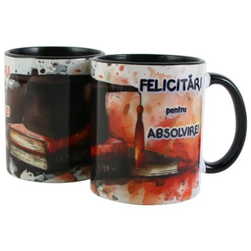 Cana ceramica felicitari pentru absolvire  330 ml negru