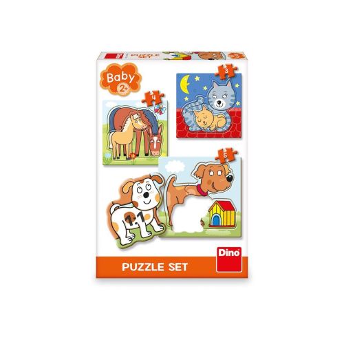 Puzzle 3 in 1 animalele si puii lor - dino toys 325128