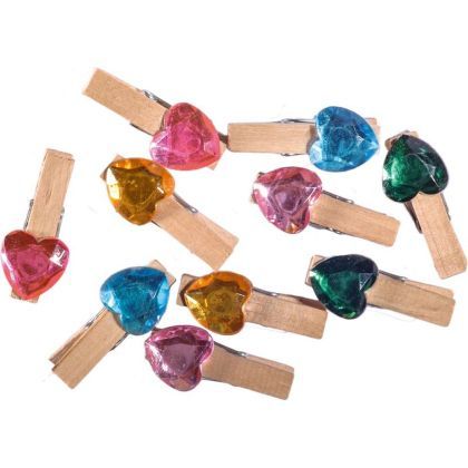 Accesorii craft - clame lemn cu inimioare 10/set 137225